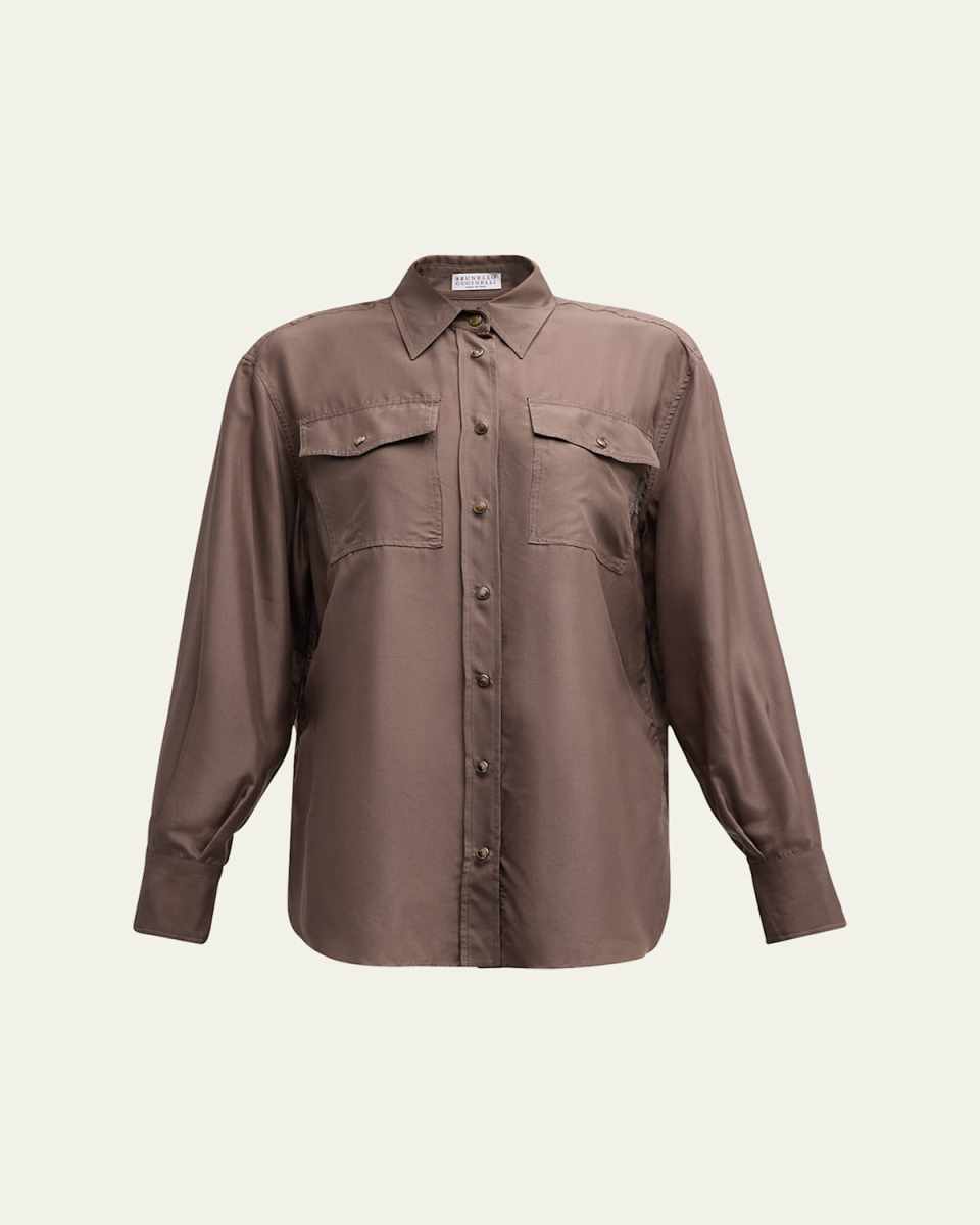 Silk Western Button-Down Shirt